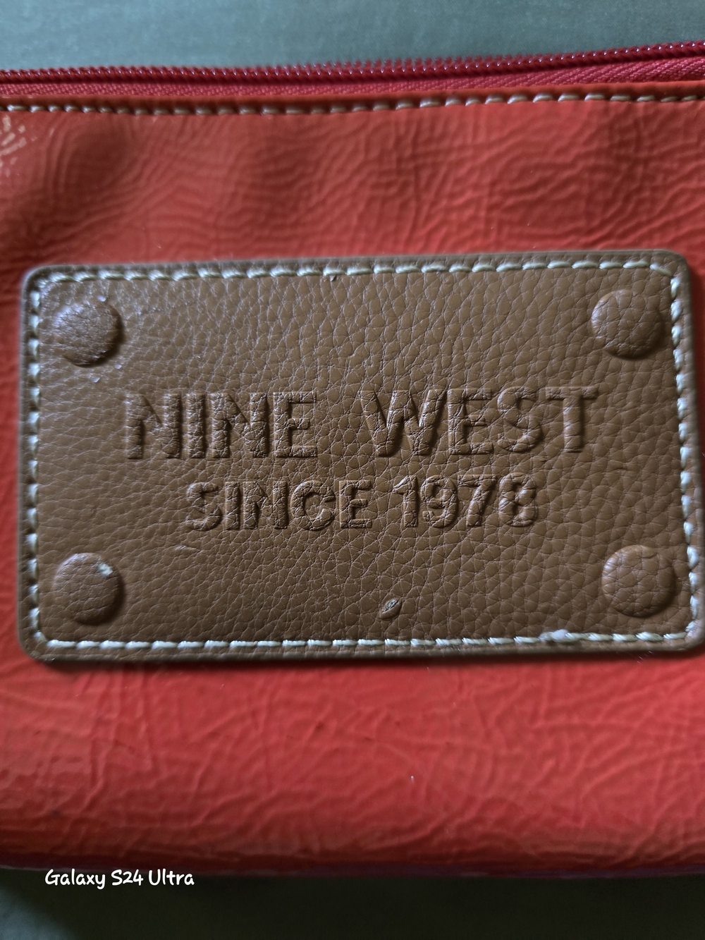 Nine West Red and Brown Leather Logo Wallet